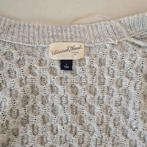 Universal Thread Honeycomb Cable Knit Cardigan Women's L Beige Open Front - Picture 3 of 16